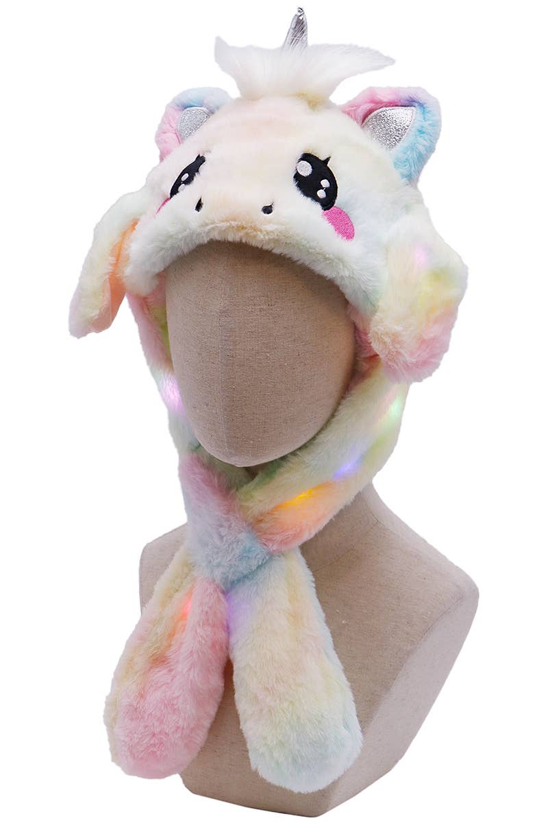 Unicorn Pony Tie Dye LED Light-Up Ear Moving Hat