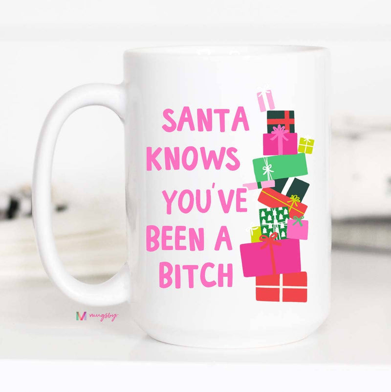 Santa Knows Funny Christmas Mug, Ceramic Mug, Christmas