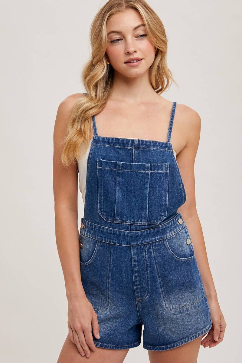 Bow Tie Denim Overall Shorts