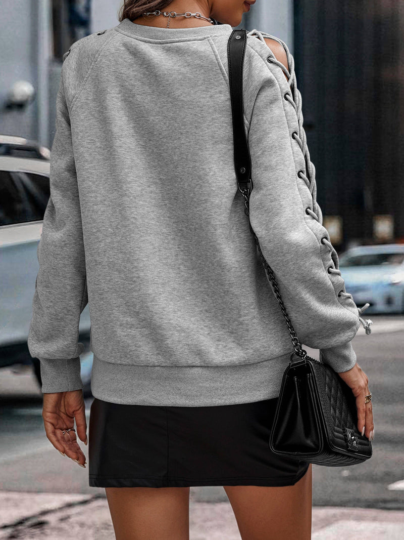 Lace Up Sleeve Sweatshirt