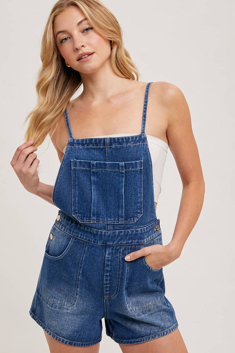 Bow Tie Denim Overall Shorts