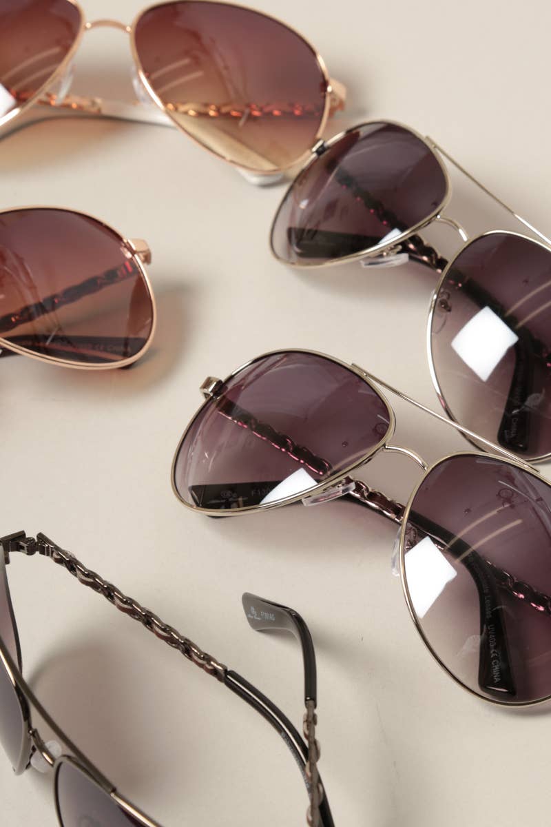 Women's Chain Detail Aviator Sunglasses