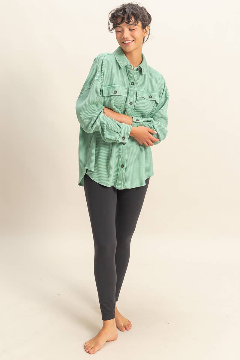 Waffle Button Up Shacket