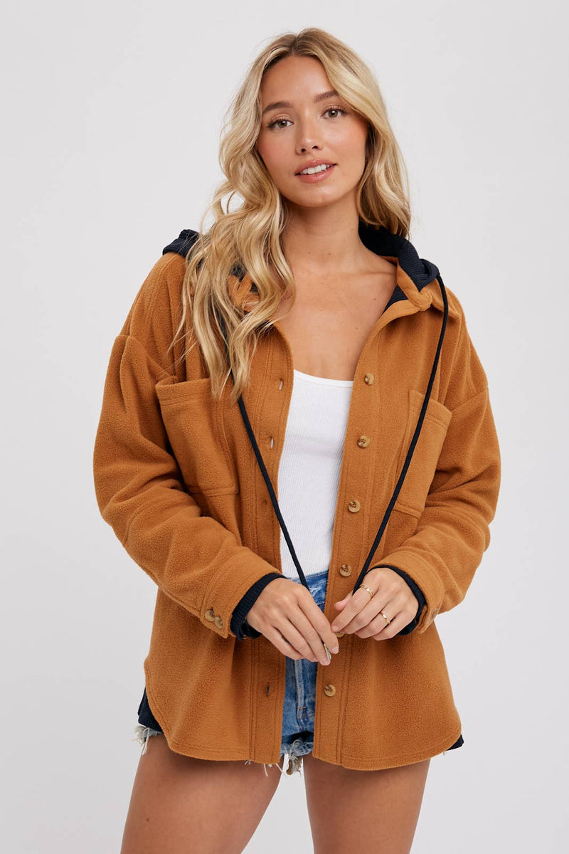 Monice Fleece Shacket with Hood
