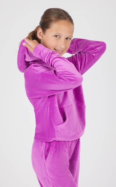 Girls Rib Velour Hoodie and Straight Pant - Set
