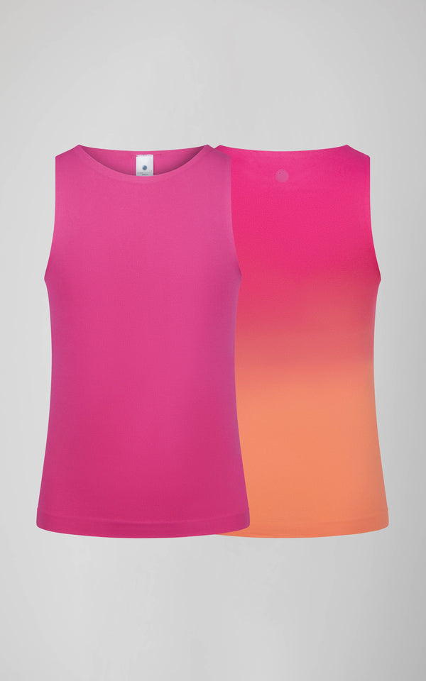 Girls Seamless Ombre High Neck Tank- 2 Pack