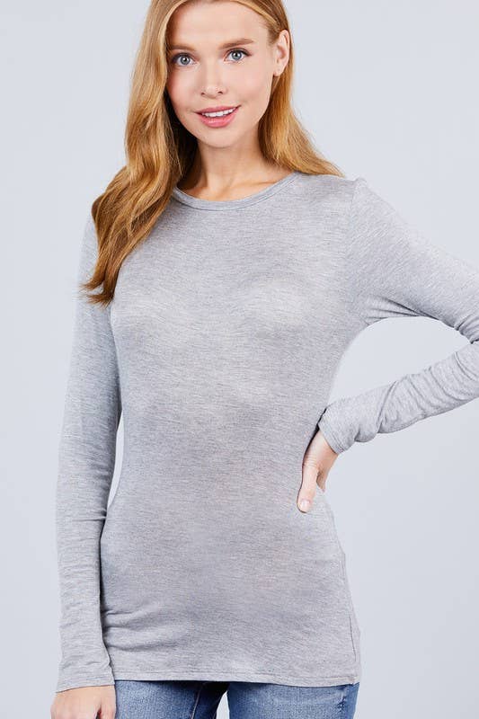 Long Sleeve Crew Neck Top Rayon Spandex Jersey Top