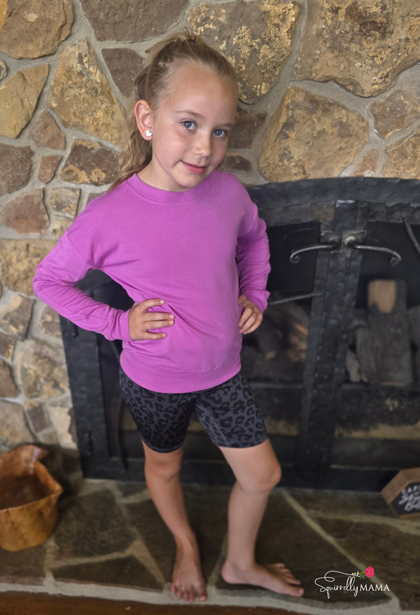 Girls Crew Sweatshirt, Basic Short, Fanny Bag - 3 PCS Set