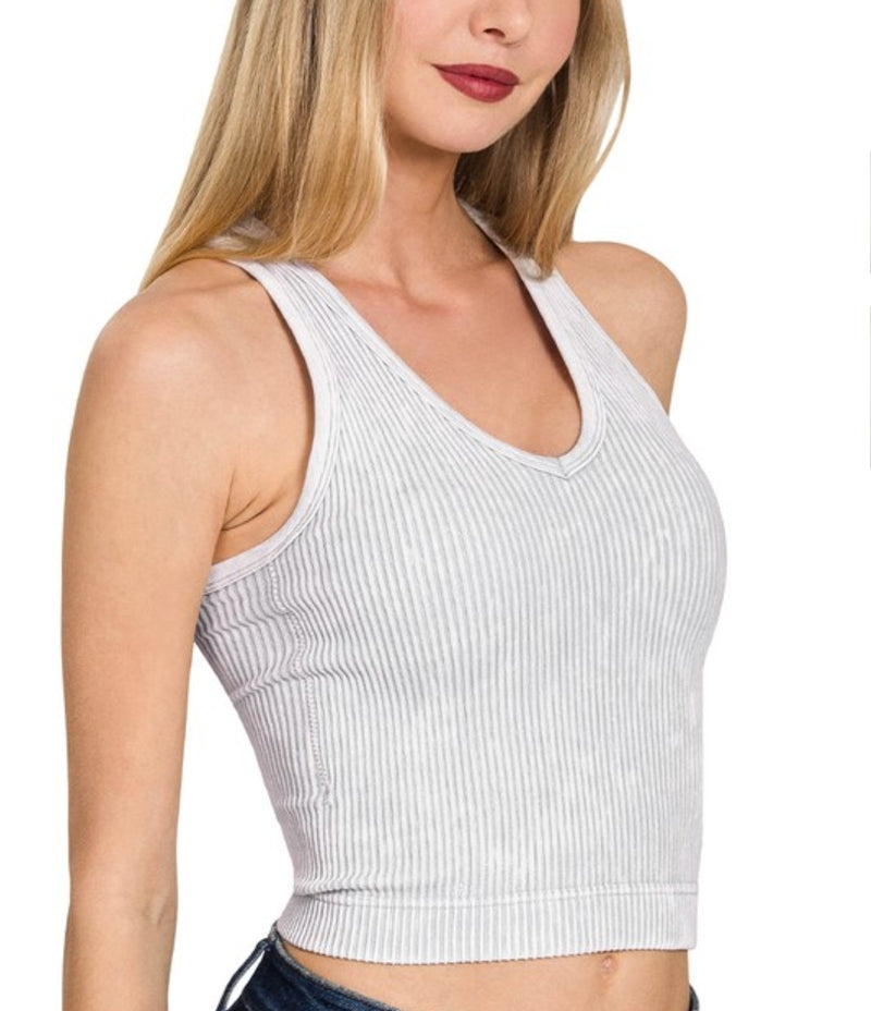 Sarabelle Cropped Racerback Tank- Multiple