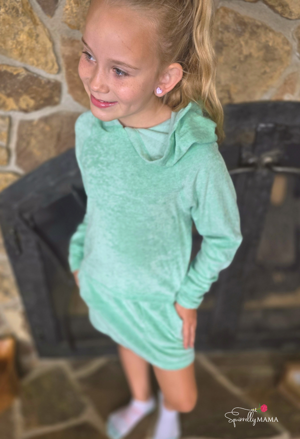 Girls Heather Velour Hoodie and Skort Set