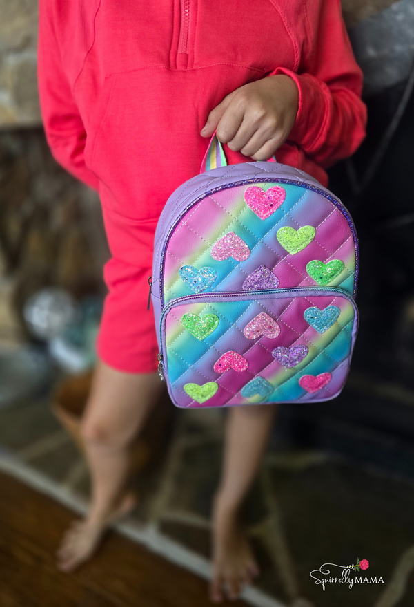 Glitter Heart-Patched Mini Backpack