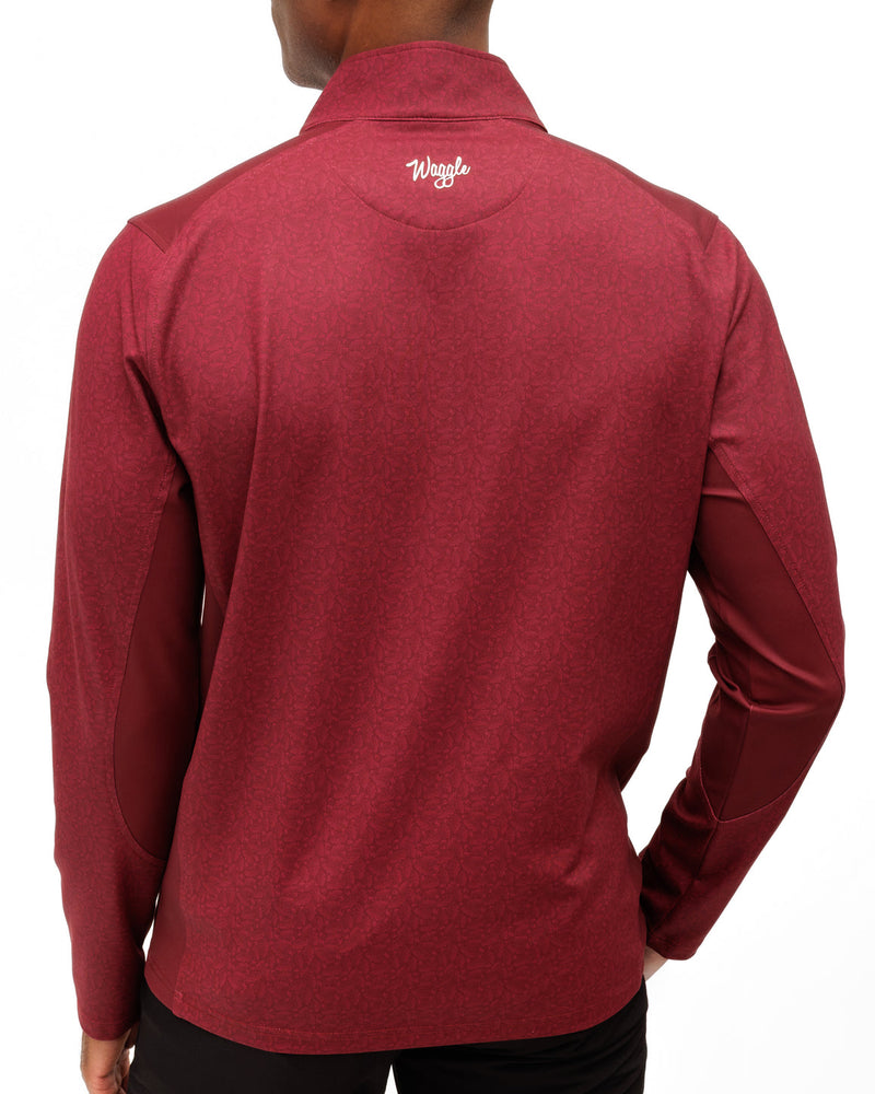 Mens Waggle Quarter Zip- Burgundy