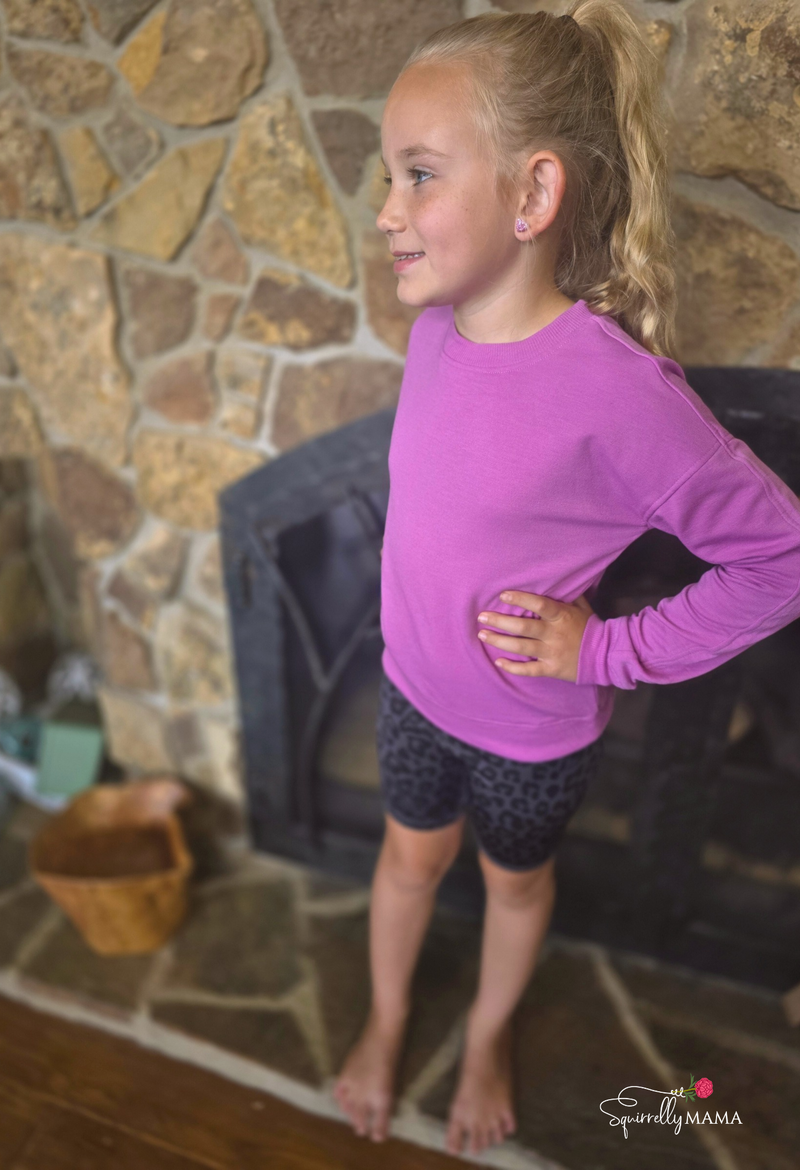 Girls Crew Sweatshirt, Basic Short, Fanny Bag - 3 PCS Set