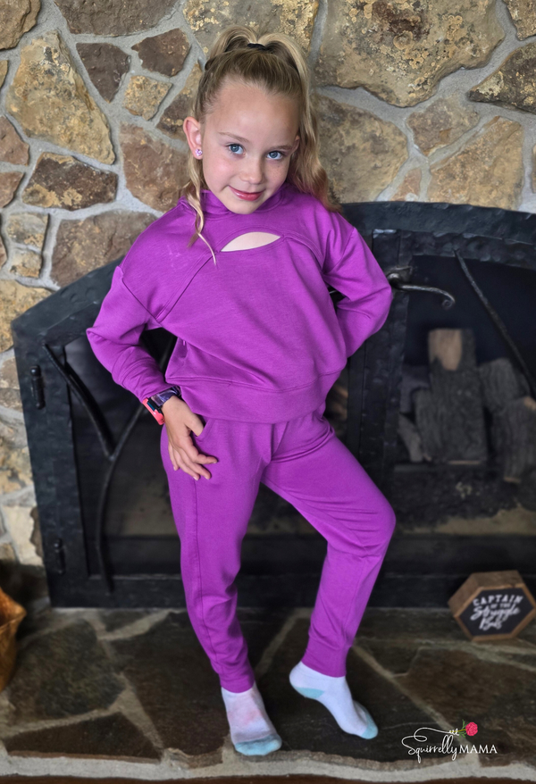 Girls Scuba Front Keyhole Hoodie and Jogger Set