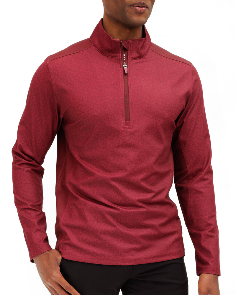 Mens Waggle Quarter Zip- Burgundy