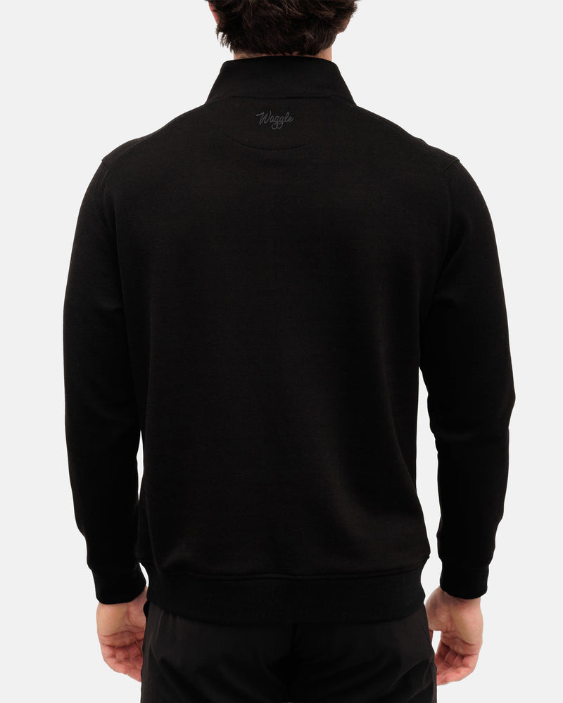 Mens Waggle Quarter Zip- Black