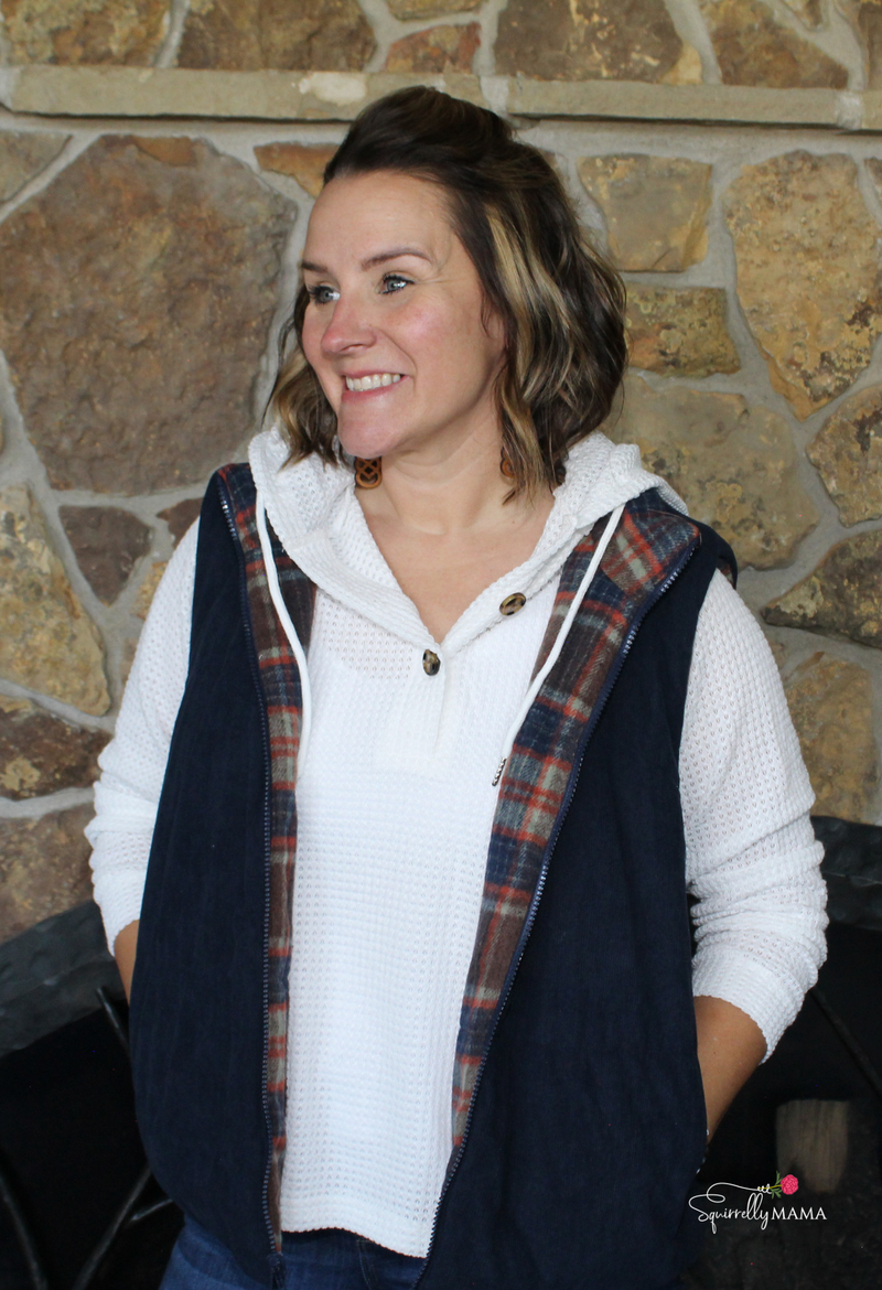 Reversible Plaid and Corduroy Vest