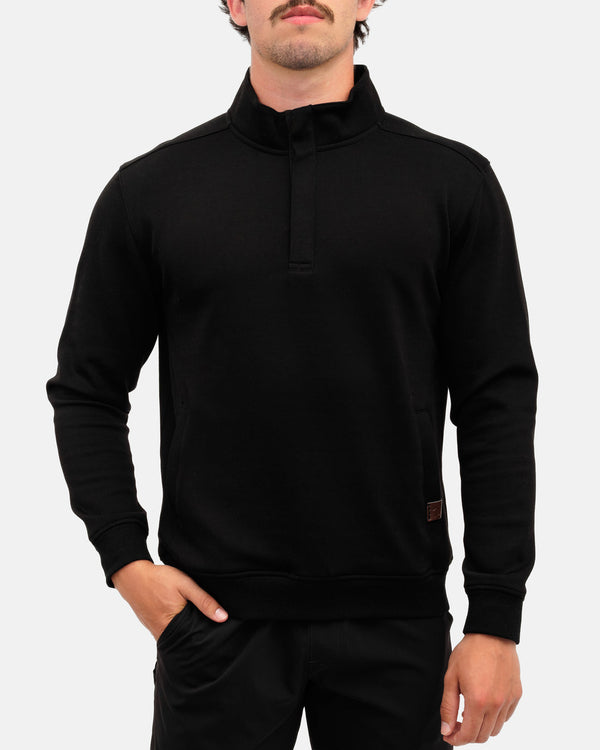 Mens Waggle Quarter Zip- Black