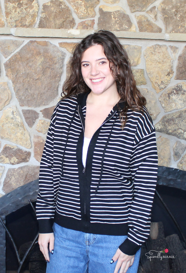 Striped Zip Up Cardigan