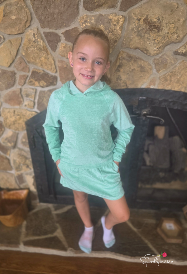 Girls Heather Velour Hoodie and Skort Set