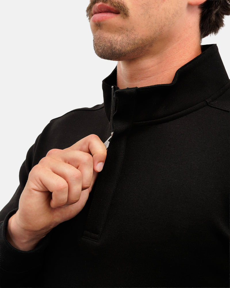 Mens Waggle Quarter Zip- Black
