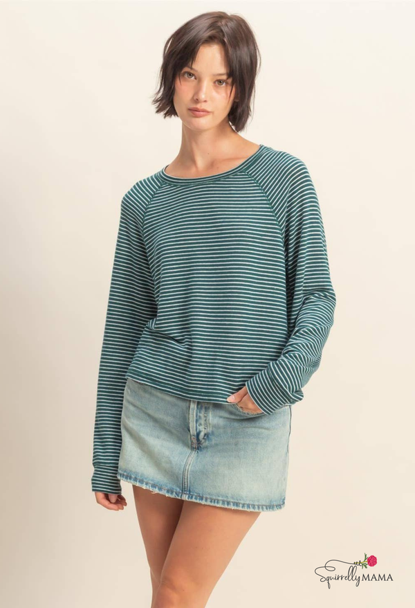 Striped Raglan Long Sleeve Top
