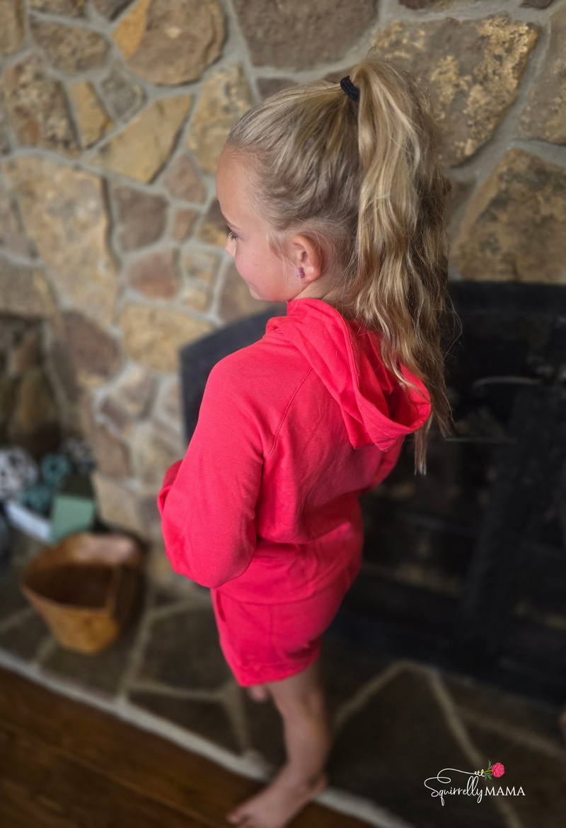 Girls 1/2 Zip Hoodie and Short Set