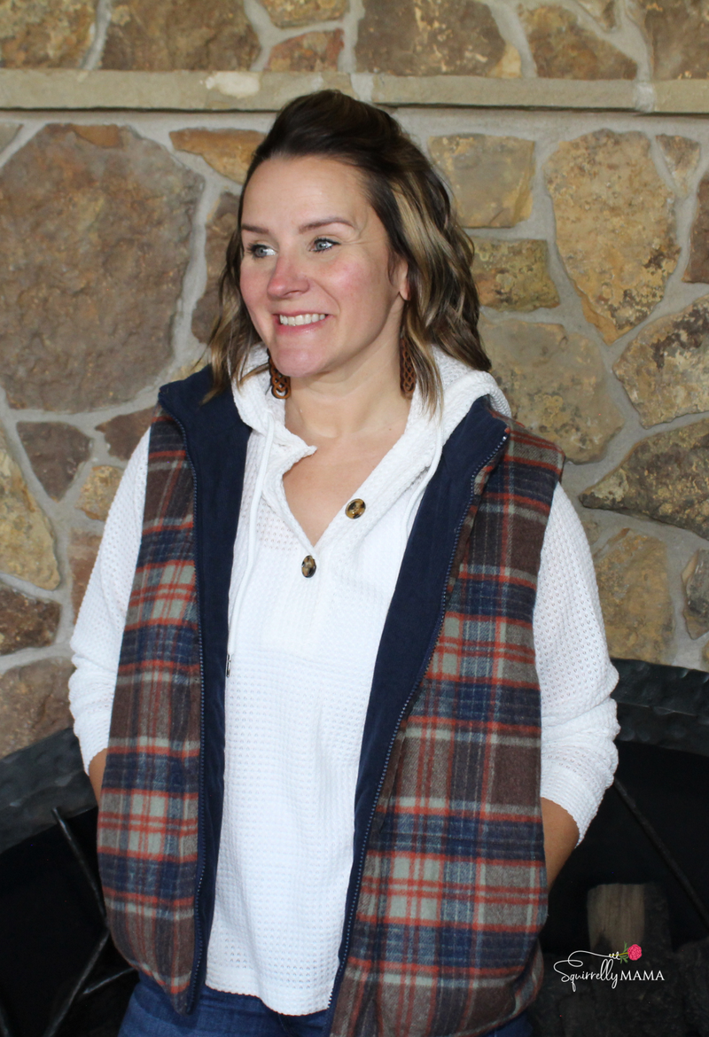Reversible Plaid and Corduroy Vest