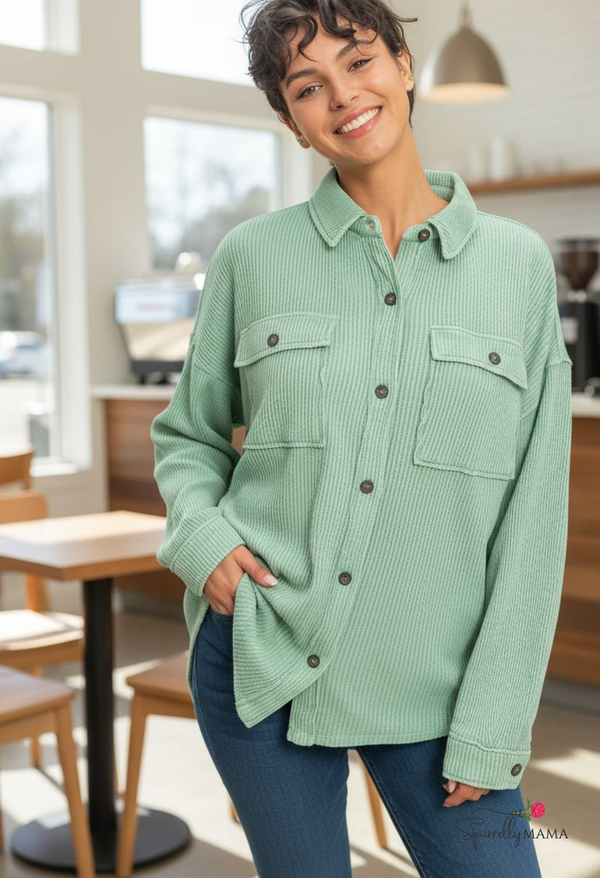Waffle Button Up Shacket