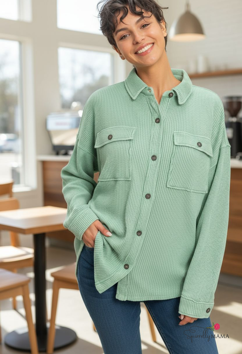 Waffle Button Up Shacket