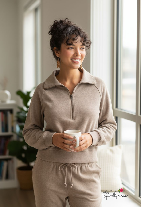 Nicole Soft Ribbed Half-Zip Sweatshirt