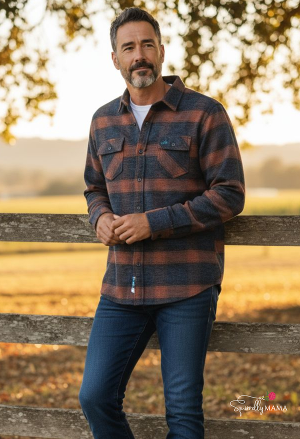 Men's Outback Flannel-Orange/Charcoal