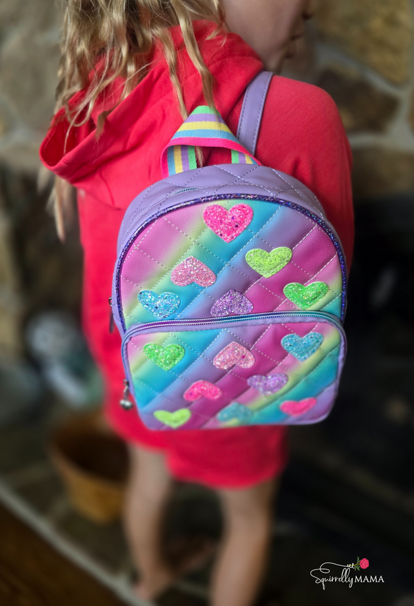 Glitter Heart-Patched Mini Backpack