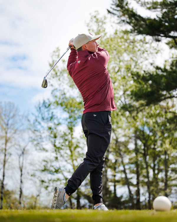 Mens Waggle Quarter Zip- Burgundy