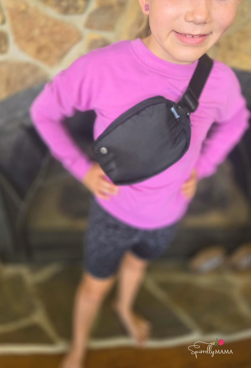 Girls Crew Sweatshirt, Basic Short, Fanny Bag - 3 PCS Set