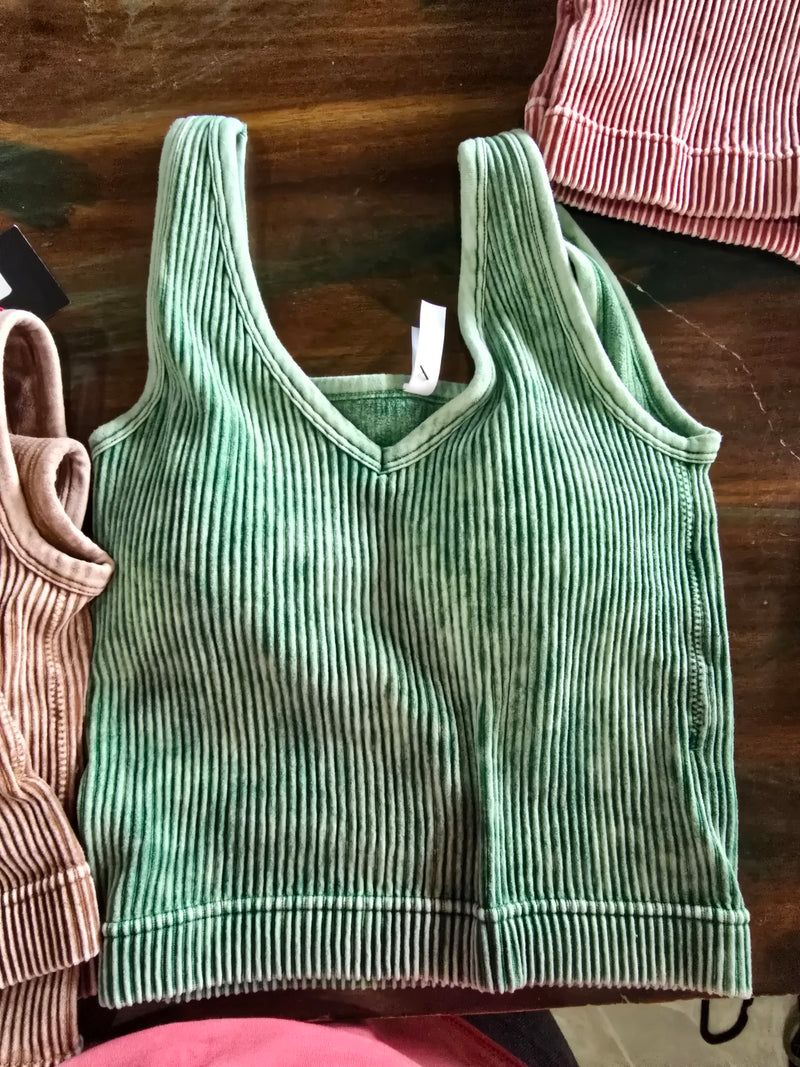 Alex Cropped Tank w/ Pads: Multiple Colors