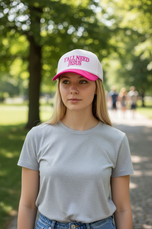 Y'all Need Jesus  Embroidered Trucker Hat- Multiple