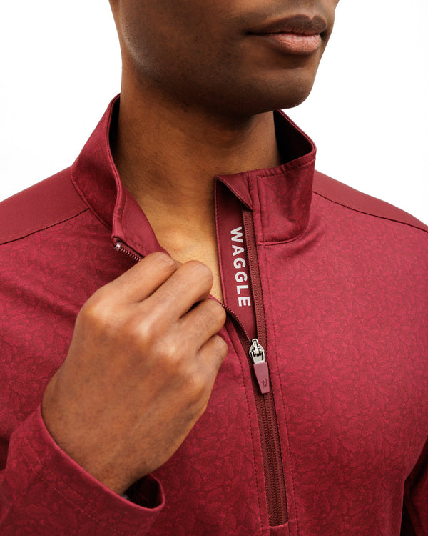 Mens Waggle Quarter Zip- Burgundy