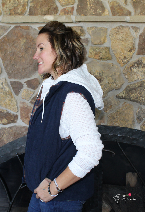 Reversible Plaid and Corduroy Vest