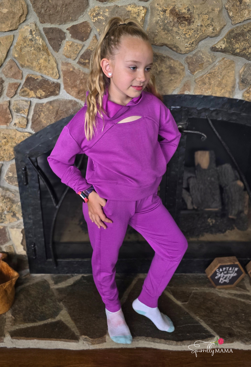 Girls Scuba Front Keyhole Hoodie and Jogger Set