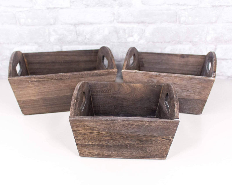Brown Stained Wood Planter (Multiple Sizes)