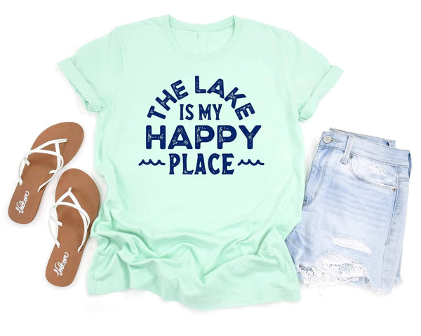 THE LAKE IS MY HAPPY PLACE SPRING SUMMER GRAPHIC TEE
