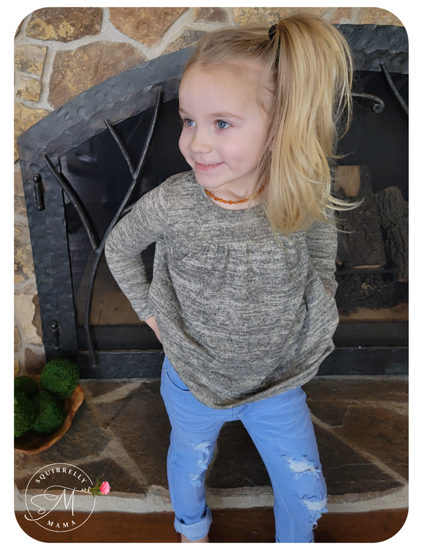 Little Girls Relaxed Tunic- Heather Taupe