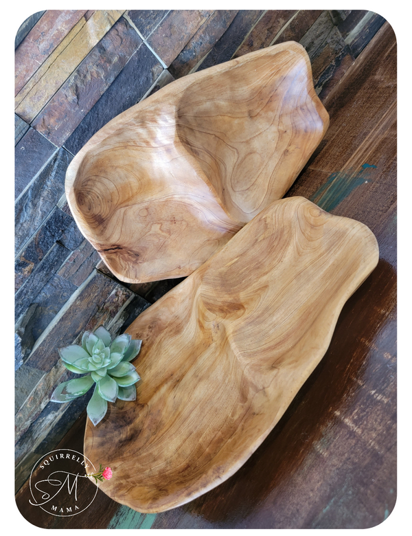 wooden divided platter with two sections