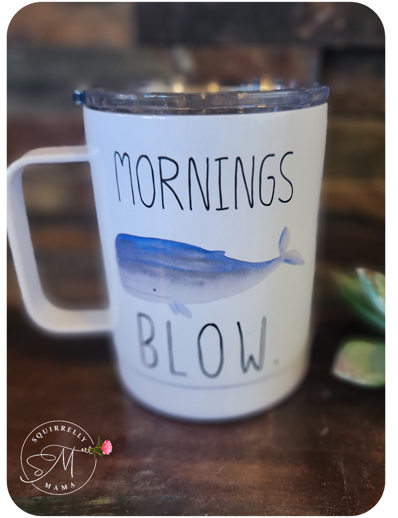 Mornings blow funny mug