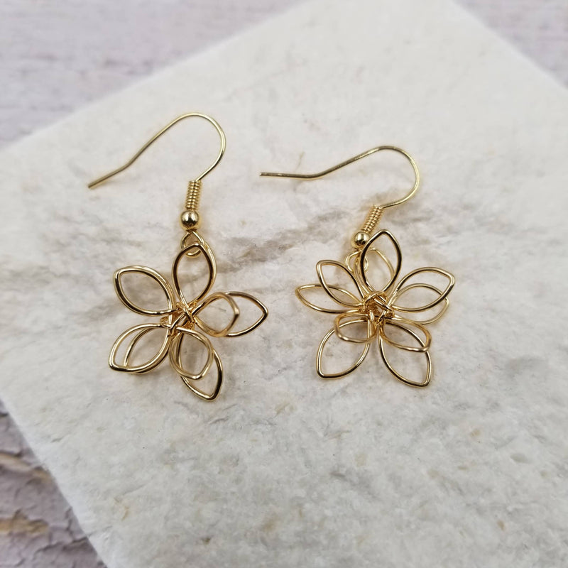 Wrapped Lotus Earrings - Gold Wire