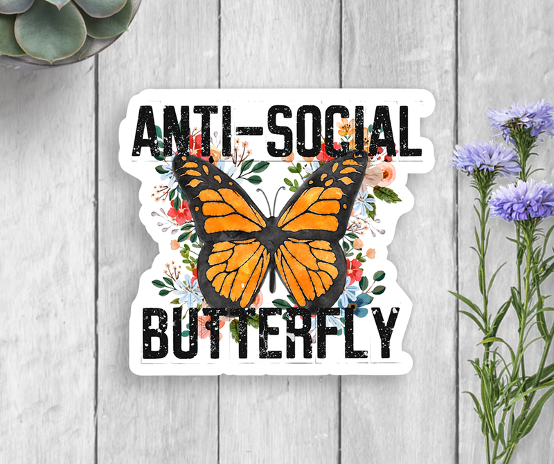 Anti-Social Butterfly Vinyl Sticker