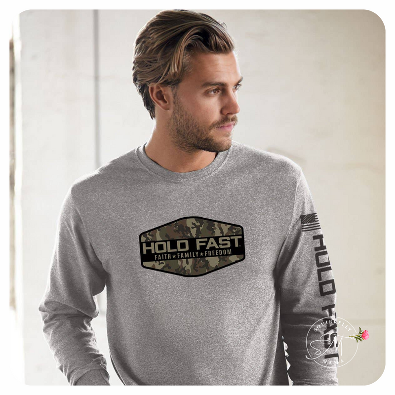 HOLD FAST Mens Long Sleeve T-Shirt Hold Fast Crest