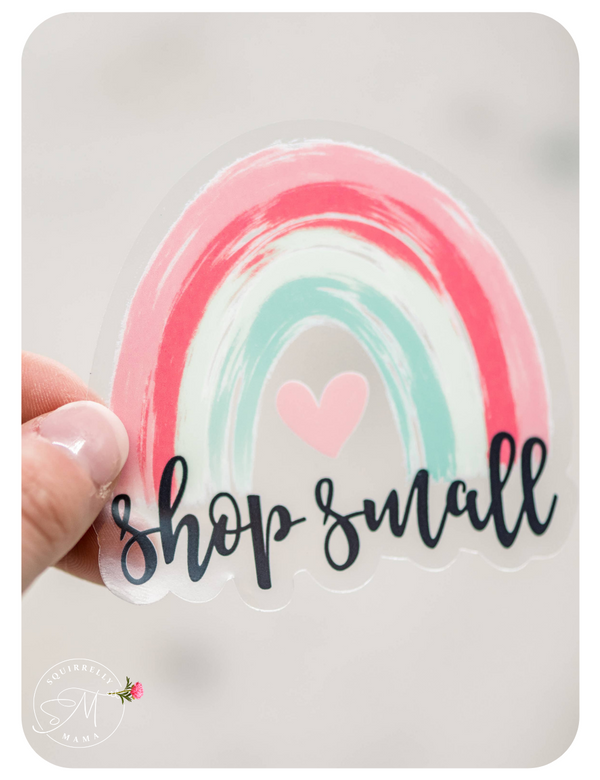 Shop Small Clear, Vinyl Sticker, 3x3 in