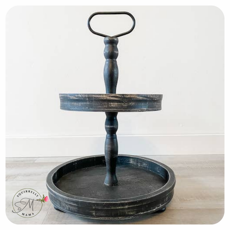 Two Tier Tray - Distressed Black